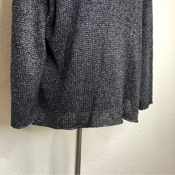 Eileen Fisher charcoal gray metallic open front crochet knit cardigan sweater XL - Picture 9 of 15